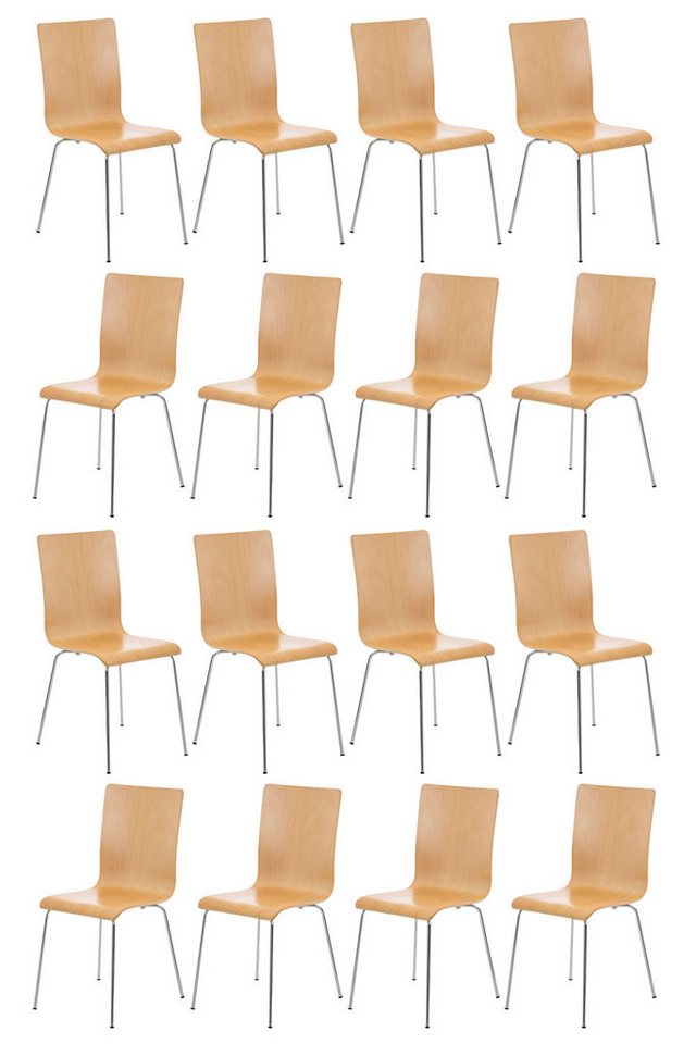 CLP Besucherstuhl Pepe Holzsitz (16er Set, 16 St), Metallgestell von CLP