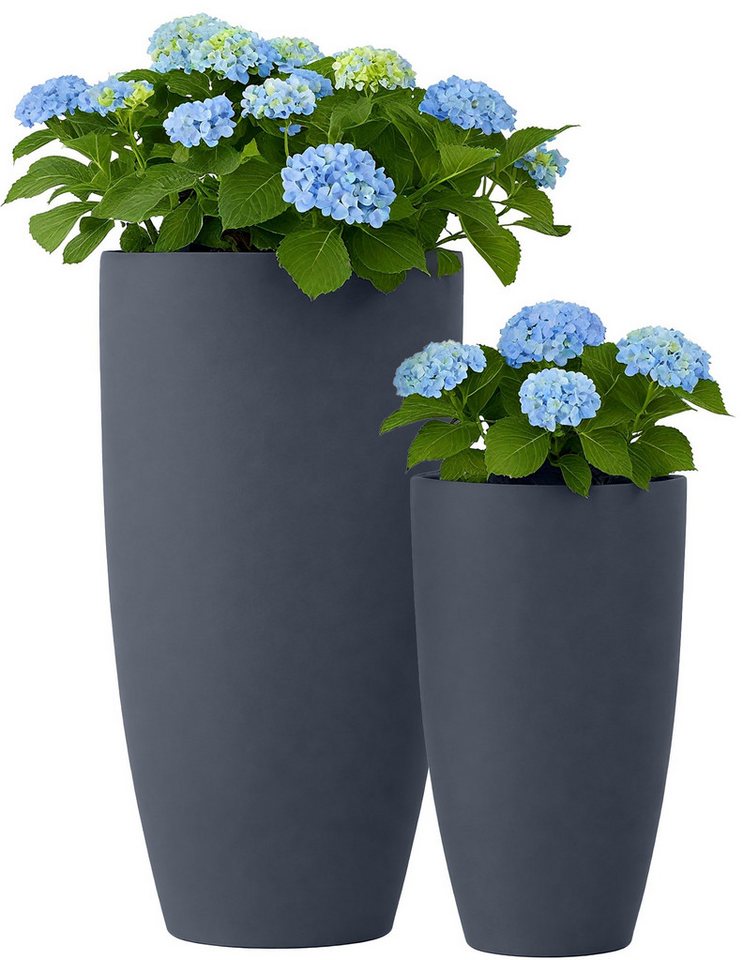 CLP Blumentopf 2er Set 1, Fiberclay in Steinoptik, wetterfest, frostsicher von CLP