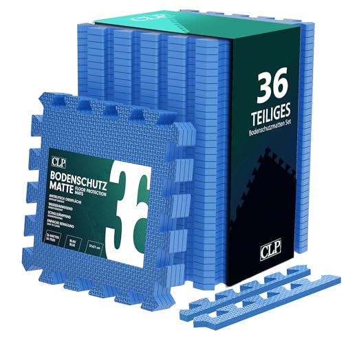 CLP Bodenschutzmatte Fitness 30x30 cm groß extra dick Set Puzzlematte, rutschfeste Schutzmatten für Pool, Fitnessraum und Boden, Farbe:blau, Set-Inhalt:36er-Set CLP Bodenschutzmatte Fitness 30x30 cm groß extra dick Set Puzzlematte, rutschfeste Schutzmatten für Pool, Fitnessraum und Boden, Farbe:blau, Set-Inhalt:36er-Set von CLP