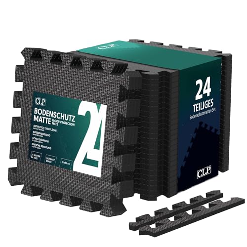 CLP Bodenschutzmatte Fitness 30x30 cm groß extra dick Set Puzzlematte, rutschfeste Schutzmatten für Pool, Fitnessraum und Boden, Farbe:schwarz, Set-Inhalt:24er-Set CLP Bodenschutzmatte Fitness 30x30 cm groß extra dick Set Puzzlematte, rutschfeste Schutzmatten für Pool, Fitnessraum und Boden, Farbe:schwarz, Set-Inhalt:24er-Set von CLP
