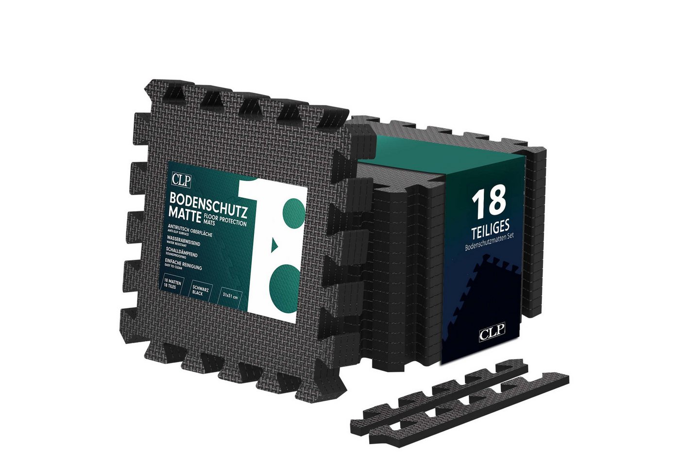 CLP Bodenschutzmatte Puzzlematte 30x30 cm, 18-St., rutschfest, für indoor und outdoor von CLP