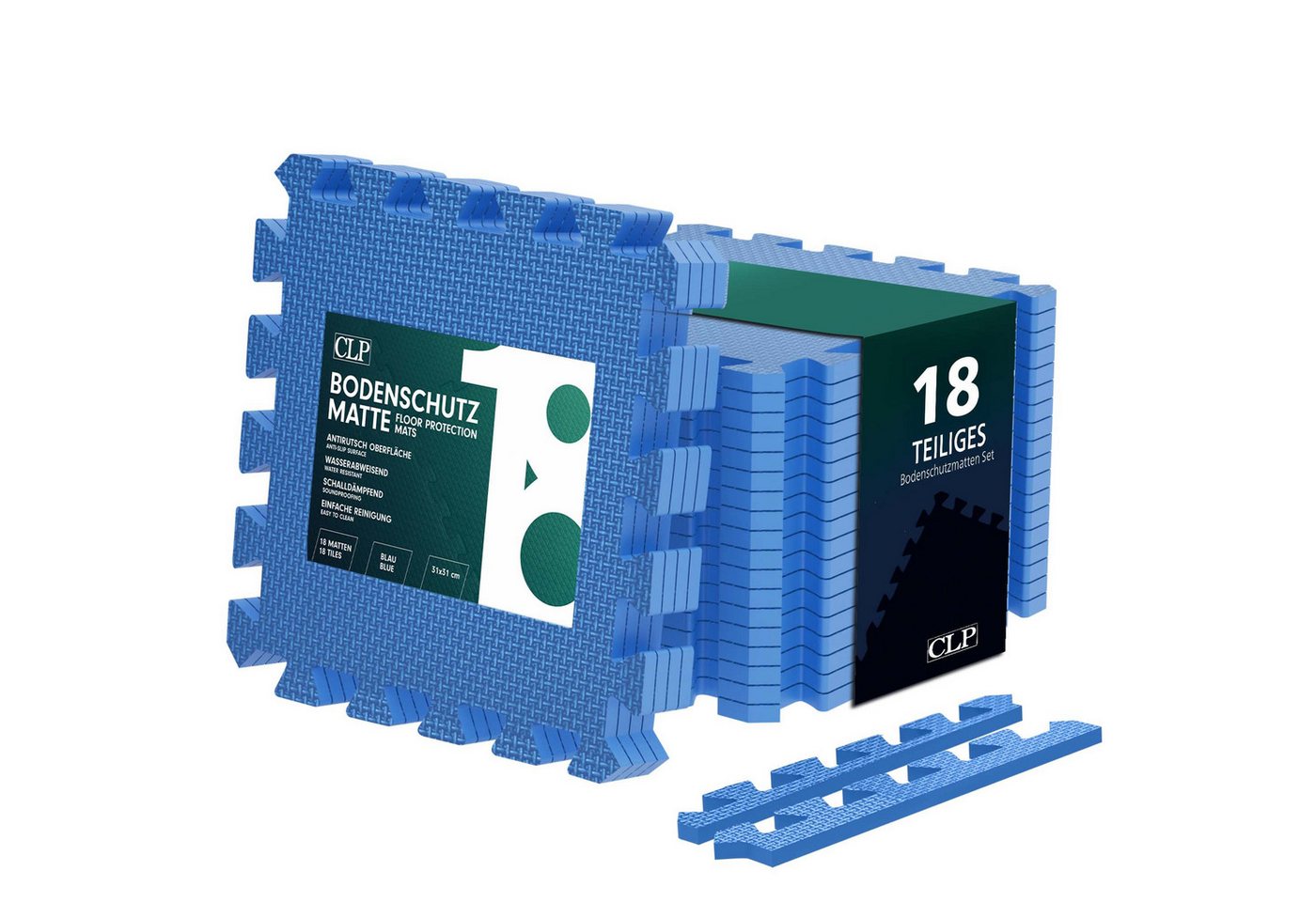 CLP Bodenschutzmatte Puzzlematte 30x30 cm, 18-St., rutschfest, für indoor und outdoor von CLP