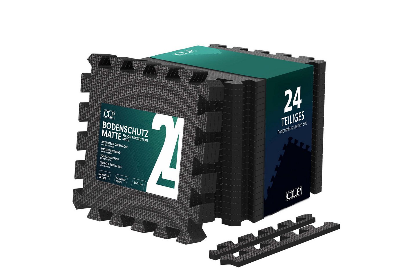 CLP Bodenschutzmatte Puzzlematte 30x30 cm, 24-St., rutschfest, für indoor und outdoor von CLP