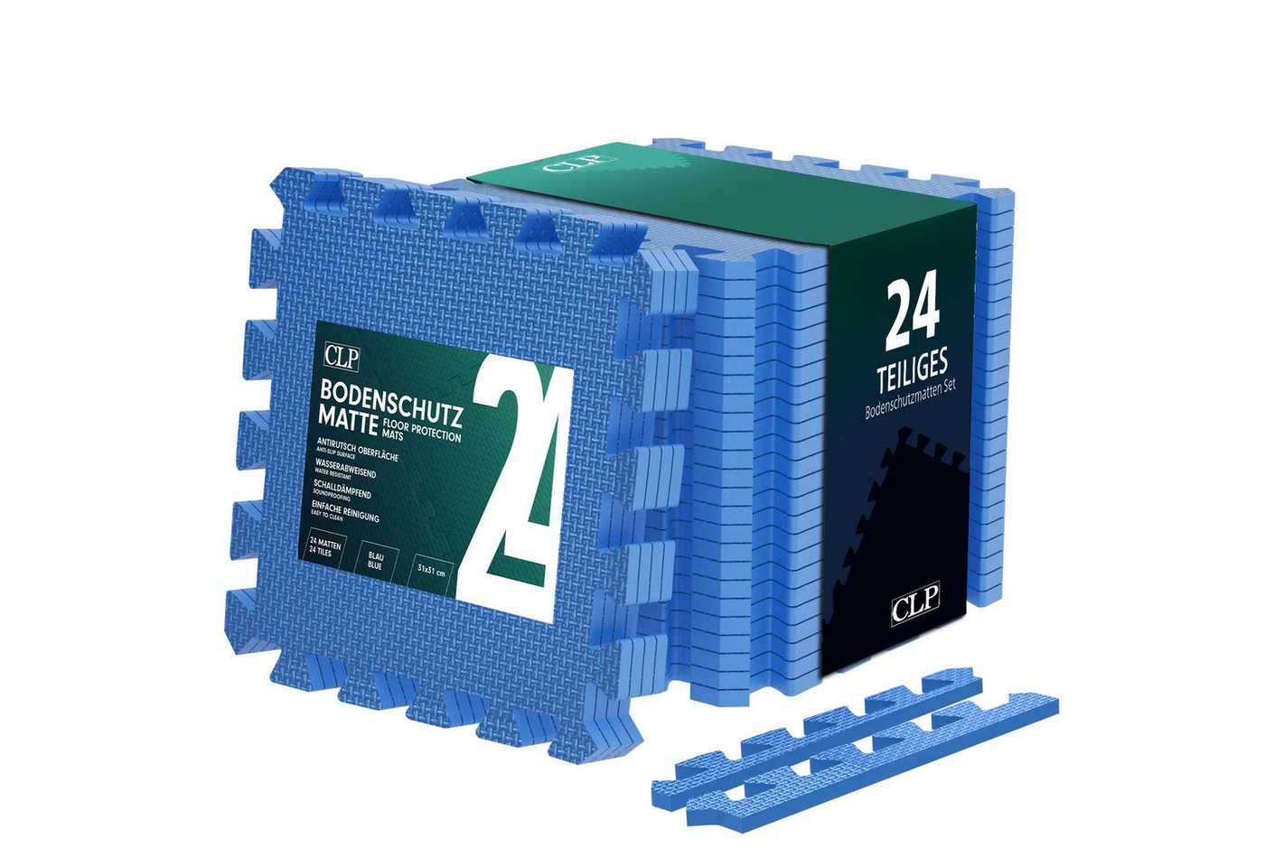 CLP Bodenschutzmatte Puzzlematte 30x30 cm, 24-St., rutschfest, für indoor und outdoor von CLP