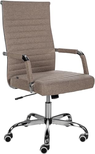 CLP Ergonomischer Bürostuhl Amadora I Höhenverstellbar, 360 Grad Drehstuhl I Kunstleder Oder Stoff Bezug I Langlebig, 120 kg Belastbar, Farbe:Taupe, Material:Stoff von CLP