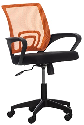 CLP Bürostuhl Auburn I Höhenverstellbarer Drehstuhl Mit Wippfunktion I Schreibtischstuhl Mit Netzbezug, Farbe:orange von CLP