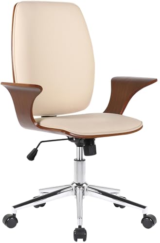 CLP Bürostuhl Burbank I Höhenverstellbarer Drehstuhl, Farbe:walnuss/Creme, Material:Kunstleder von CLP