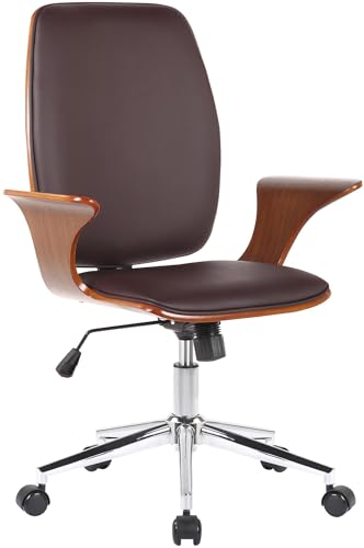 CLP Bürostuhl Burbank I Höhenverstellbarer Drehstuhl, Farbe:walnuss/braun, Material:Kunstleder von CLP