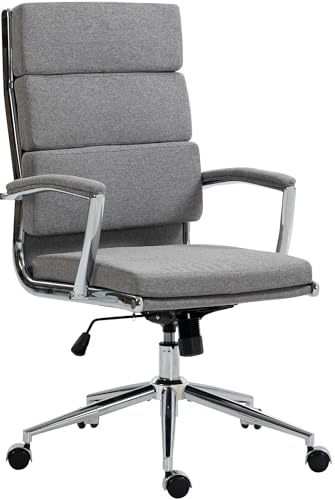 CLP Bürostuhl Cleveland I Ergonomischer Schreibtischstuhl I Höhenverstellbar mit Wippfunktion I Chefsessel mit Armlehnen, Farbe:grau, Material:Stoff von CLP