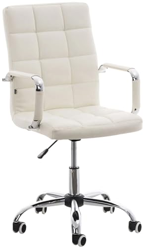 CLP Bürostuhl Deli V2 mit Kunstlederbezug und hochwertiger Polsterung I Drehstuhl mit höhenverstellbarer Sitzhöhe, Farbe:Creme von CLP