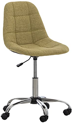 CLP Bürostuhl Emil I Höhenverstellbarer Drehstuhl Mit Stoffbezug Und Metallgestell In Chromoptik I Schreibtischstuhl Mit Gestepptem Sitz, Farbe:grün von CLP