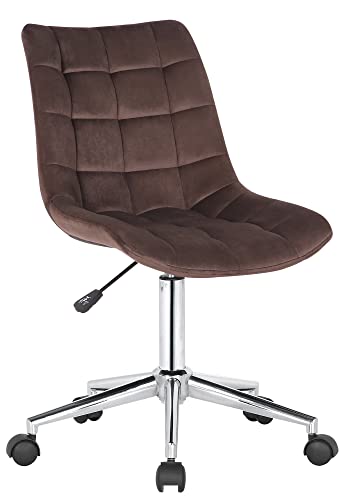 CLP Bürostuhl Medford Samt I Drehstuhl Für Home-Office I Schreibtischstuhl Höhenverstellbar Mit Drehfunktion, Metallgestell Und Rollen, Farbe:braun von CLP
