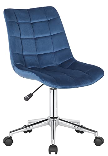 CLP Bürostuhl Medford Samt I Drehstuhl Für Home-Office I Schreibtischstuhl Höhenverstellbar Mit Drehfunktion, Metallgestell Und Rollen, Farbe:blau von CLP