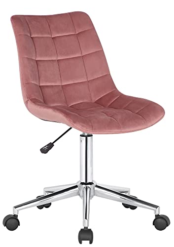 CLP Bürostuhl Medford Samt I Drehstuhl Für Home-Office I Schreibtischstuhl Höhenverstellbar Mit Drehfunktion, Metallgestell Und Rollen, Farbe:pink von CLP