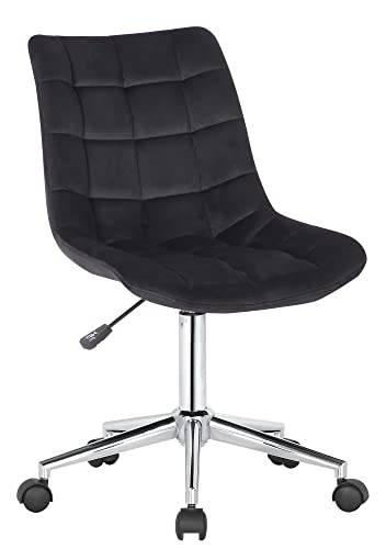 CLP Bürostuhl Medford Samt I Drehstuhl Für Home-Office I Schreibtischstuhl Höhenverstellbar Mit Drehfunktion, Metallgestell Und Rollen, Farbe:schwarz von CLP