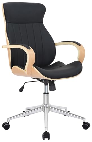 CLP Bürostuhl Melilla Kunstleder I Ergonomischer Stuhl I Komfortables Sitzen I 360 Drehfunktion, Wippfunktion I Für Arbeit Und Home-Office, Farbe:Natur/schwarz von CLP