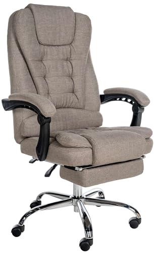 CLP Bürostuhl Oxygen I Schreibtischstuhl Mit Fußablage I Ergonomischer Drehstuhl stufenlos höhenverstellbar I bis 135 kg belastbar, Farbe:Taupe, Material:Stoff von CLP