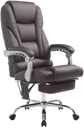 CLP Bürostuhl Pacific Kunstleder I Massage-Funktion I Ergonomisch, 360° Drehbar Mit Fußablage I Höhenverstellbar, Neigbare Rückenlehne, Farbe:braun CLP Bürostuhl Pacific Kunstleder I Massage-Funktion I Ergonomisch, 360° Drehbar Mit Fußablage I Höhenverstellbar, Neigbare Rückenlehne, Farbe:braun von CLP