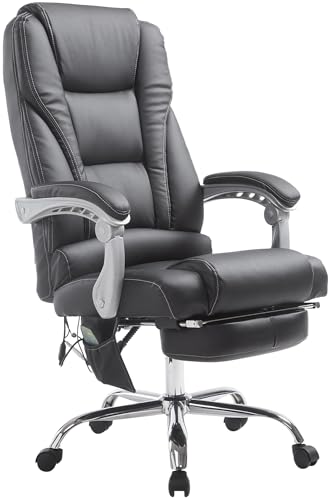 CLP Bürostuhl Pacific Kunstleder I Massage-Funktion I Ergonomisch, 360° Drehbar Mit Fußablage I Höhenverstellbar, Neigbare Rückenlehne, Farbe:schwarz CLP Bürostuhl Pacific Kunstleder I Massage-Funktion I Ergonomisch, 360° Drehbar Mit Fußablage I Höhenverstellbar, Neigbare Rückenlehne, Farbe:schwarz von CLP
