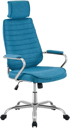 CLP Bürostuhl ergonomisch Rako, Schreibtischstuhl höhenverstellbar drehbar Stoffbezug, Rückenlehne mit Kopfstütze, Armlehnen gepolstert, Farbe:blau von CLP