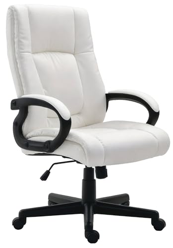 CLP Bürostuhl ergonomisch mit Rollen und Höhenverstellung, Chefsessel höhenverstellbar und Wippfunktion, rückenschonend, Drehstuhl Sparta, Farbe:weiß von CLP