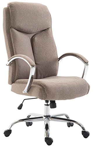 CLP Bürostuhl XL Vaud mit Stoffbezug, Chefsessel, Drehstuhl mit Armlehnen, Bürodrehstuhl mit hochwertige Polsterung, max. Belastbarkeit 140 kg, Farbe:Taupe von CLP