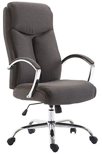 CLP Bürostuhl XL Vaud mit Stoffbezug, Chefsessel, Drehstuhl mit Armlehnen, Bürodrehstuhl mit hochwertige Polsterung, max. Belastbarkeit 140 kg, Farbe:dunkelgrau von CLP