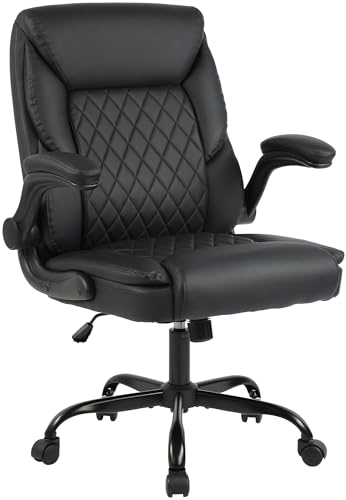 CLP Bürostuhl ergonomisch Medfield, Schreibtischstuhl höhenverstellbar drehbar, mit hochklappbaren Armlehnen, bis 150 kg belastbar, Farbe:schwarz von CLP