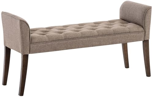 CLP Chaiselongue Cleopatra Polsterbank hochwertiger Polsterung und Stoffbezug I Sitzbank mit gestepptem Stoffbezug I Sitzhöhe von ca. 49 cm, Farbe:Taupe, Gestell Farbe:antik-dunkel von CLP