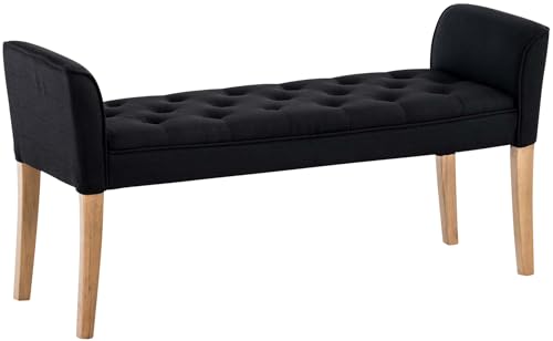 CLP Chaiselongue Cleopatra Polsterbank hochwertiger Polsterung und Stoffbezug I Sitzbank mit gestepptem Stoffbezug I Sitzhöhe von ca. 49 cm, Farbe:schwarz, Gestell Farbe:antik-hell von CLP