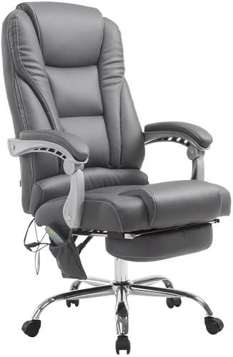 CLP Bürostuhl Pacific Kunstleder I Massage-Funktion I Ergonomisch, 360° Drehbar Mit Fußablage I Höhenverstellbar, Neigbare Rückenlehne, Farbe:grau CLP Bürostuhl Pacific Kunstleder I Massage-Funktion I Ergonomisch, 360° Drehbar Mit Fußablage I Höhenverstellbar, Neigbare Rückenlehne, Farbe:grau von CLP
