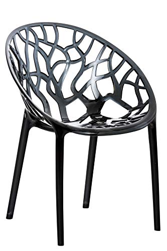 CLP Design-Gartenstuhl Crystal Kunststoff I Wetterbeständiger Stapelstuhl I Max. Belastbarkeit: 160 kg, Farbe:schwarz von CLP