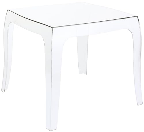 CLP Design-Kunststofftisch Queen I Pflegeleichter quadratischer Beistelltisch I Wetterbeständiger Outdoor-Tisch, Farbe:transparent von CLP