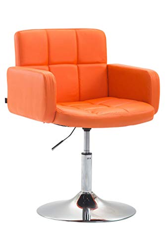 CLP Design Loungesessel LOS Angeles mit Kunstlederbezug | Höhenverstellbarer Esszimmerstuhl mit Trompetenfuß erhältlich, Farbe:orange von CLP