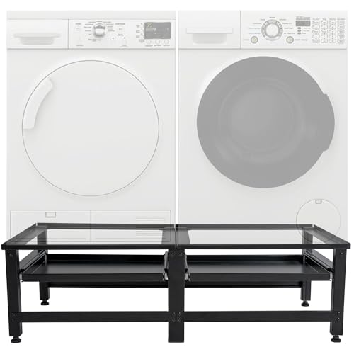 CLP Doppel Waschmaschinen-Untergestell Tampa I Regal Für 2 Geräte I Mit Schubladen, Farbe:schwarz von CLP