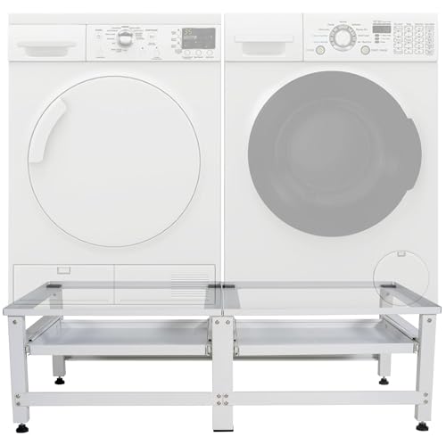 CLP Doppel Waschmaschinen-Untergestell Tampa I Regal Für 2 Geräte I Mit Schubladen, Farbe:weiß von CLP
