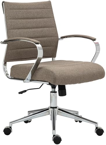 CLP Drehstuhl Oakland I Chefsessel Mit Stufenloser Sitzhöhenverstellung I Bürosessel Mit Leichtlaufrollen, Farbe:Taupe, Material:Stoff von CLP