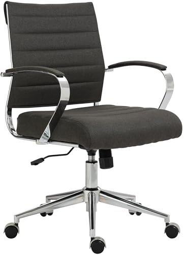 CLP Drehstuhl Oakland I Chefsessel Mit Stufenloser Sitzhöhenverstellung I Bürosessel Mit Leichtlaufrollen, Farbe:dunkelgrau, Material:Stoff von CLP