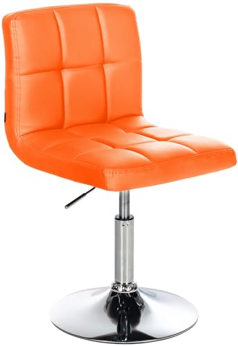 CLP Drehstuhl Palma V2 Mit Hochwertiger Polsterung Und Kunstlederbezug I Höhenverstellbarer Esszimmerstuhl Mit Metallgestell In Chrom-Optik, Farbe:orange von CLP