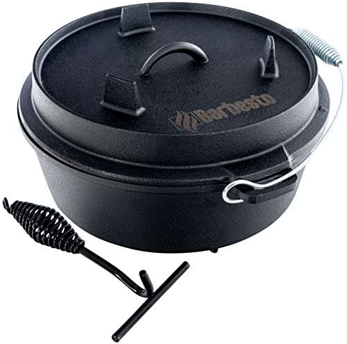 CLP Dutch Oven I Brotbackform Aus Gusseisen I Mit Ständer & Deckelheber I Für Kochen, Grillen, Camping Und Backen, Größe:5.7 L von CLP