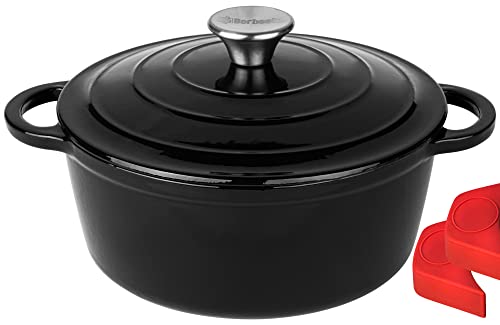 CLP Dutch Oven Kochtopf I Mit Silikon-Topflappen I Emaillierter Gusseisen-Topf Zum Kochen & Backen, Größe:5 L von CLP