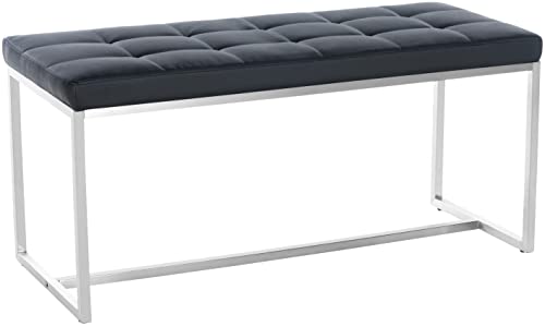 CLP Edelstahl Küchenbank Barci Kunstleder I Moderne 2er-Sitzbank Mit Polsterung Für Esszimmer Und Küche Und Büro I Sitzhöhe 48 cm, Farbe:schwarz von CLP