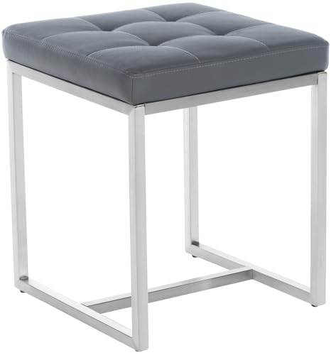 CLP Edelstahl-Sitzhocker Barci Kunstleder I Moderner Hocker Mit Hochwertiger Polsterung Und Bodenschonern I In Vielen Farben, Farbe:grau von CLP