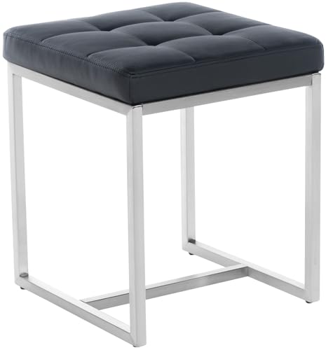 CLP Edelstahl-Sitzhocker Barci Kunstleder I Moderner Hocker Mit Hochwertiger Polsterung Und Bodenschonern I In Vielen Farben, Farbe:schwarz von CLP
