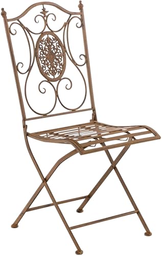 CLP Gartenstuhl Sibell im Landhausstil, aus Metall mit klappbarem Design, ideal für Terrasse oder Balkon, in 6 Farben erhältlich, Farbe:antik braun von CLP