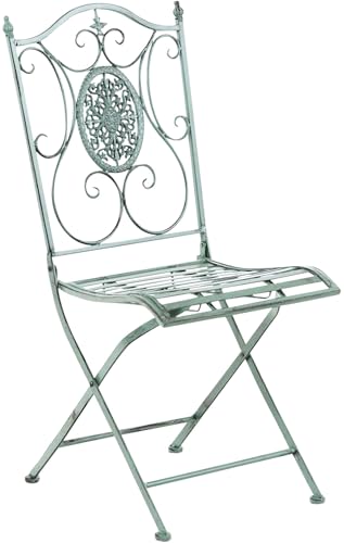 CLP Gartenstuhl Sibell im Landhausstil, aus Metall mit klappbarem Design, ideal für Terrasse oder Balkon, in 6 Farben erhältlich, Farbe:antik-grün von CLP
