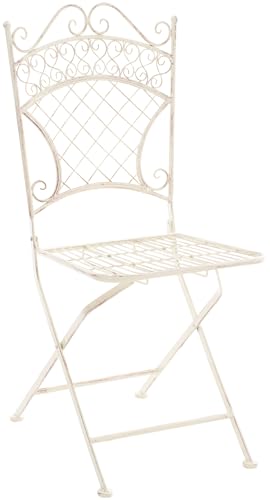 CLP Eisen-Klappstuhl Adelar im nostalgischen Design I Klappbarer Gartenstuhl mit edlen Verzierungen I erhältlich, Farbe:antik-Creme von CLP