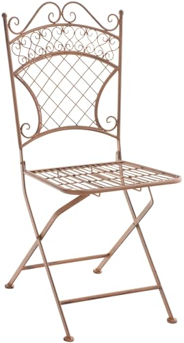 CLP Eisen-Klappstuhl Adelar im nostalgischen Design I Klappbarer Gartenstuhl mit edlen Verzierungen I erhältlich, Farbe:antik braun von CLP