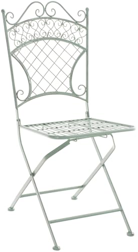CLP Eisen-Klappstuhl Adelar im nostalgischen Design I Klappbarer Gartenstuhl mit edlen Verzierungen I erhältlich, Farbe:antik-grün von CLP