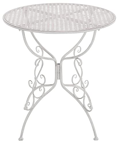 CLP Eisentisch Amanda im Jugendstil I Robuster Gartentisch mit kunstvoll verzierten Tischbeinen I erhältlich, Farbe:antik weiß von CLP